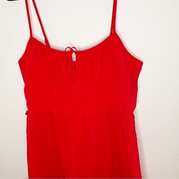 BCBGeneration Revolve womens crinkle poly A-Line Mini Dress chili Red L - Picture 10 of 12